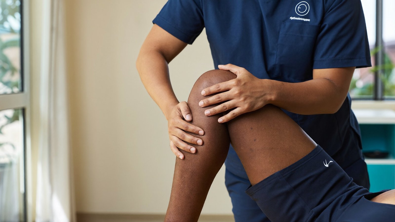 Fisioterapeuta orientando exercícios de preparação pré-operatória com uma paciente na clínica Checkup Fisio